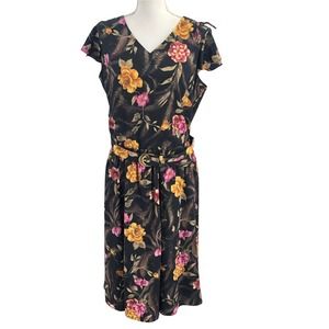 Maggie Sweet Womens Vintage Matching Outfit Floral Blouse and Belted Skirt